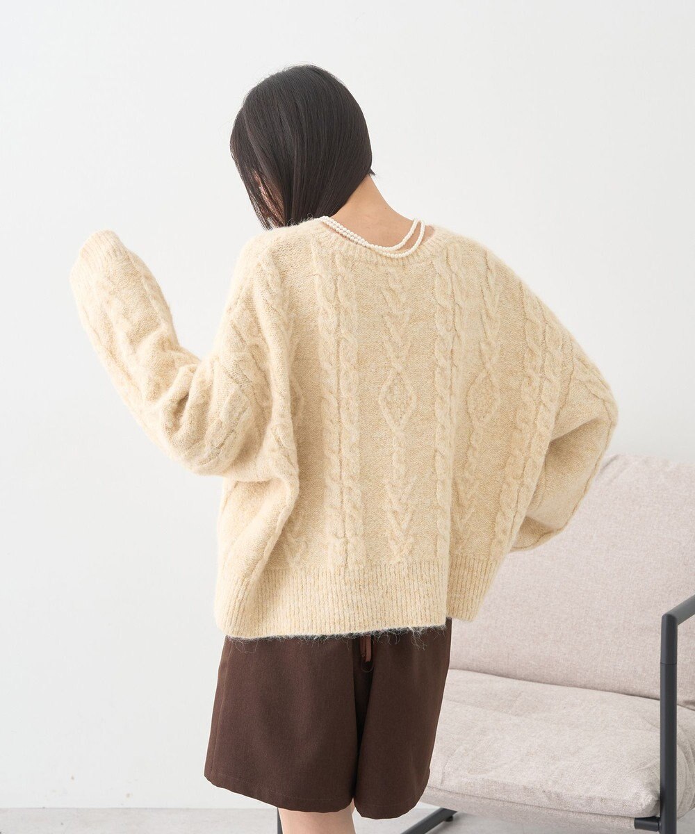 earth music&ecology モヘヤタッチケーブルニットプルオーバー 