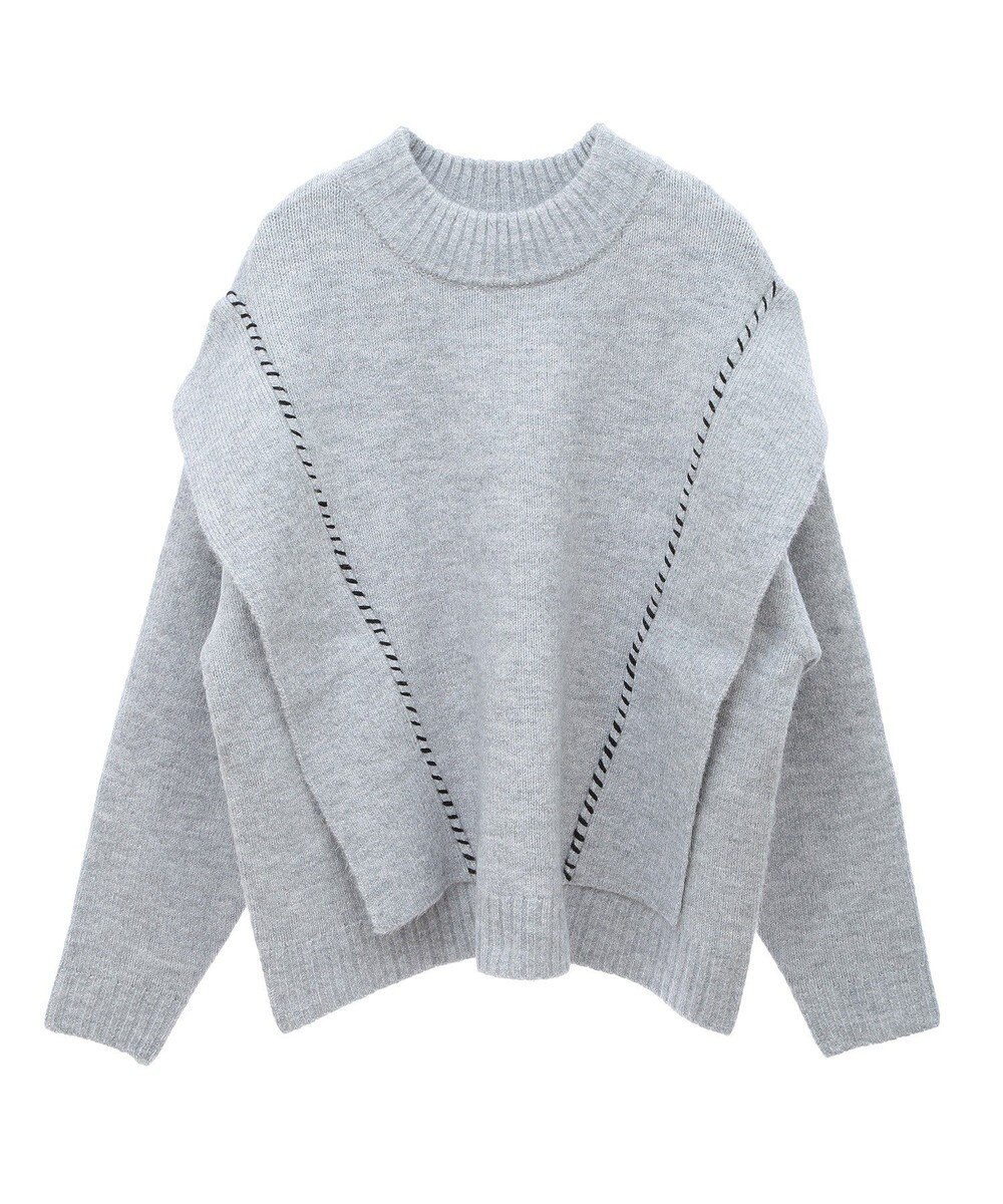 CRAFT STANDARD BOUTIQUE 洗える/ハンドステッチデザインニットプルオーバー 