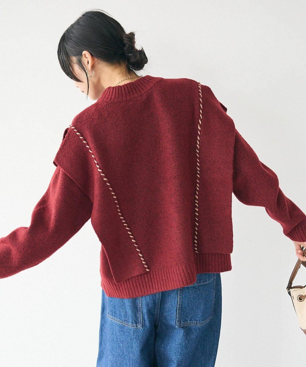 CRAFT STANDARD BOUTIQUE 洗える/ハンドステッチデザインニットプルオーバー 