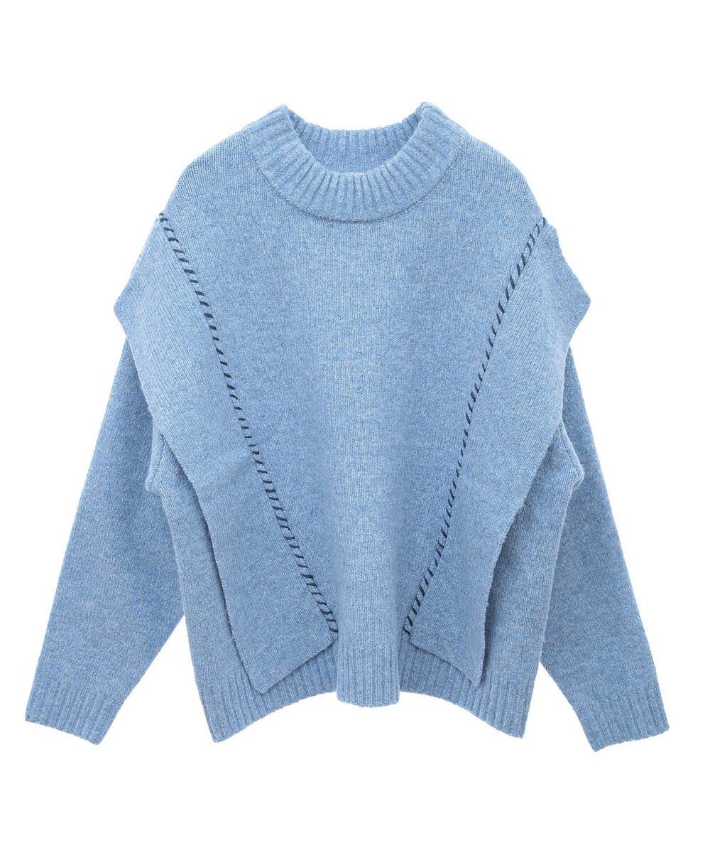 CRAFT STANDARD BOUTIQUE 洗える/ハンドステッチデザインニットプルオーバー 