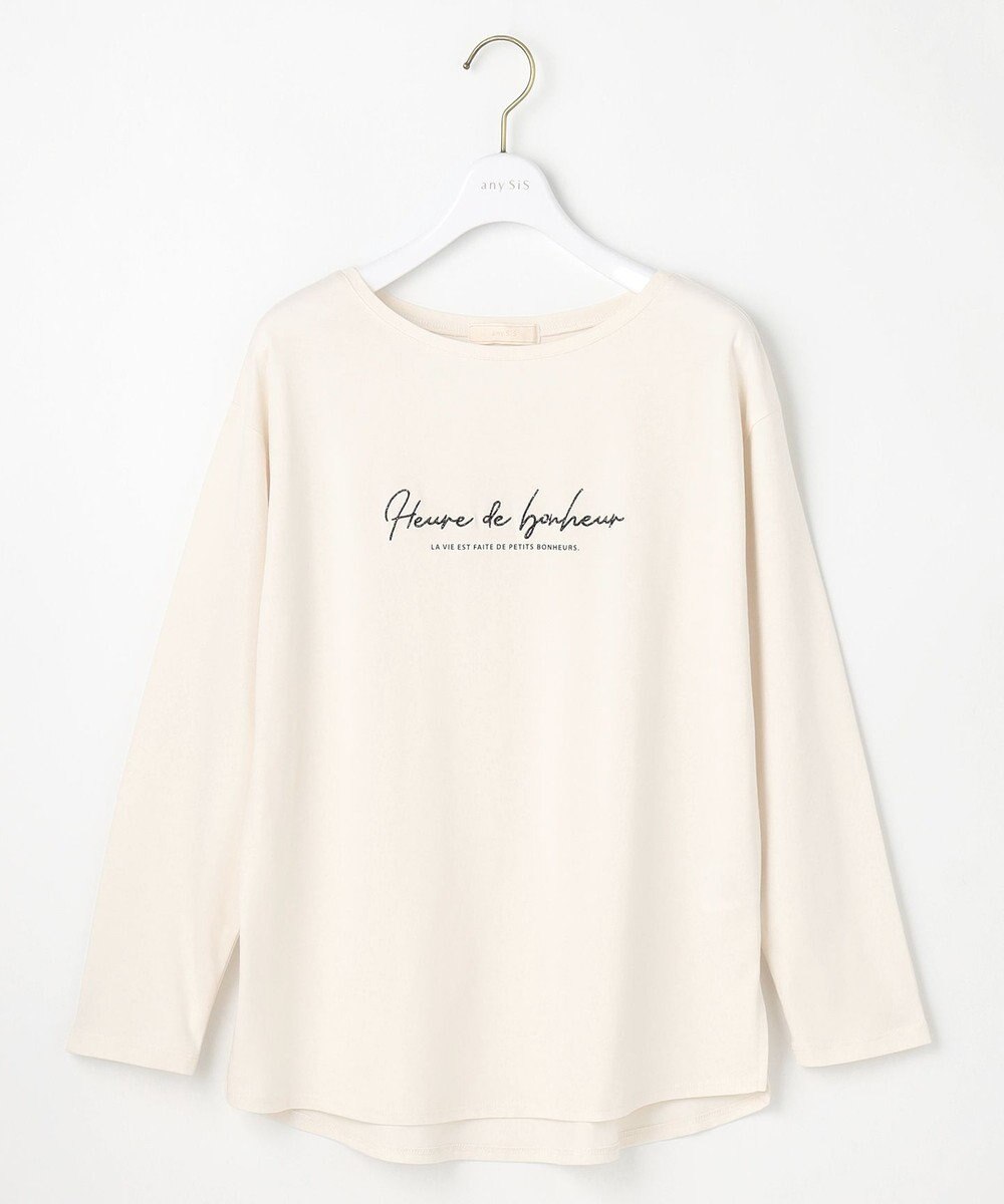 ANY SIS 【洗える】ラメ刺繍長袖 Tシャツ 