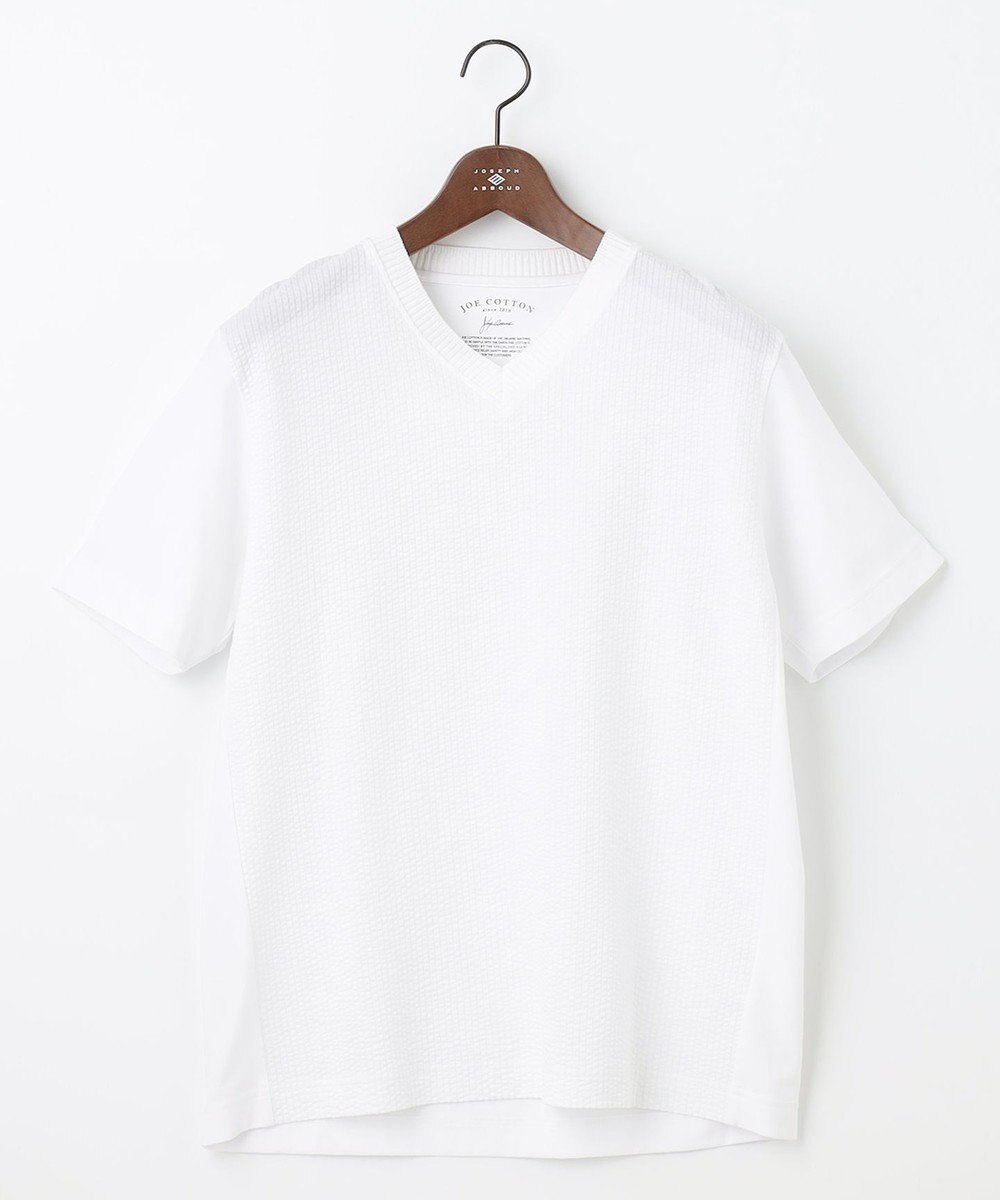 JOSEPH ABBOUD 【オリジナルオーガニックコットン使用】JOE COTTONサッカー Vネック Tシャツ 