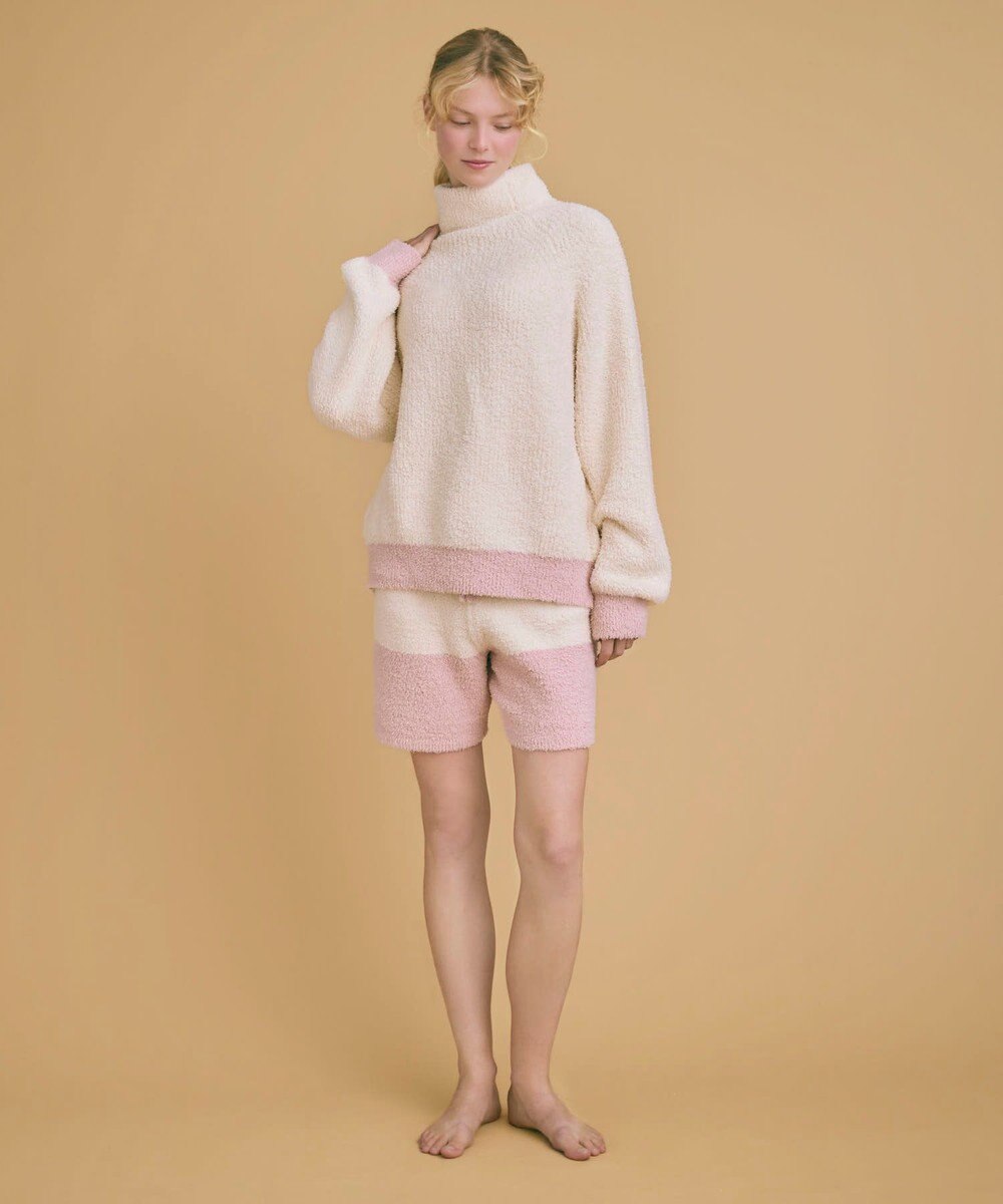 une nana cool カラーブロッキング　タートルネックプルオーバー 