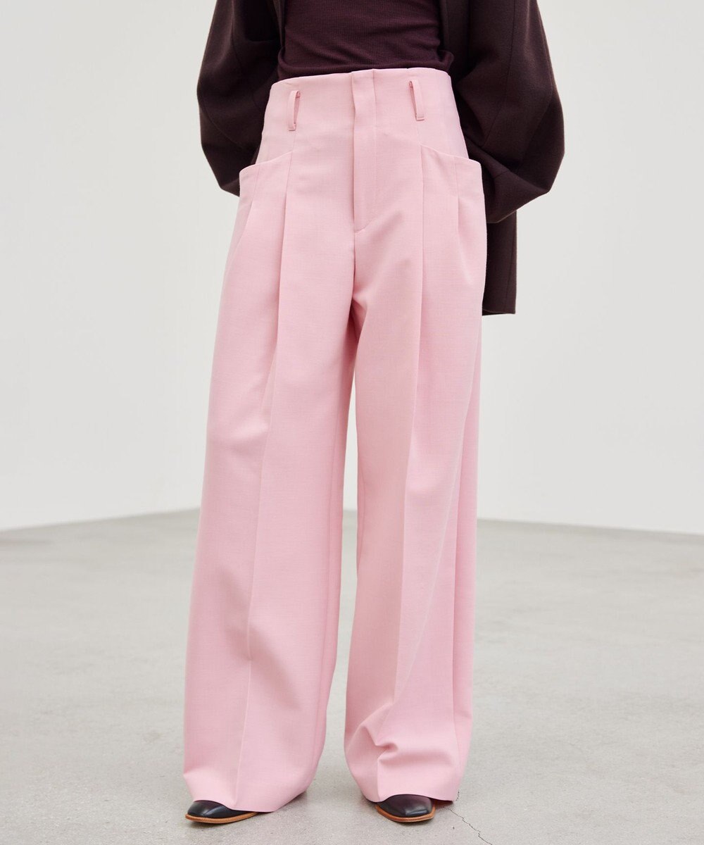 BEIGE， LAC / 2WAYストレッチワイドタックパンツ 