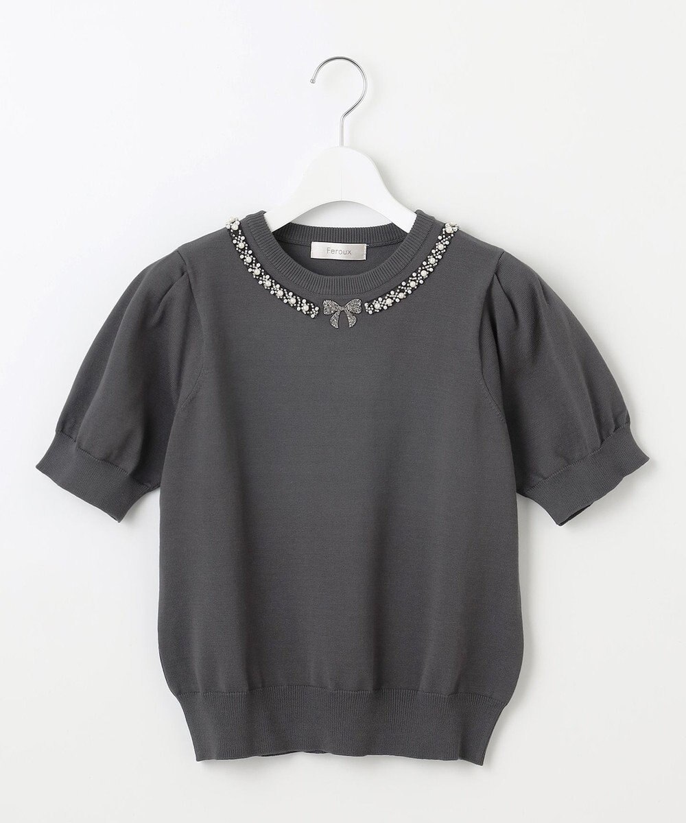 Feroux ビジューネックレスニット 