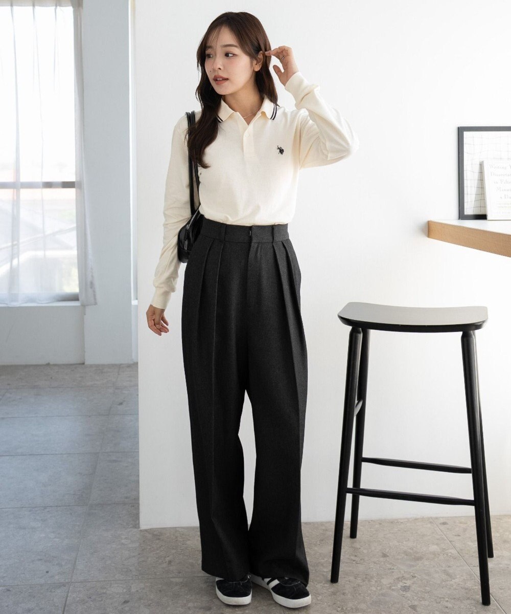 WEGO 【25年秋冬新作/ユニセックスITEM/SMLサイズ展開】別注USPOLOラインポロシャツ（長袖） 