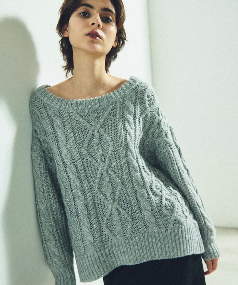 GRACE CONTINENTAL スパングルケーブルニット 