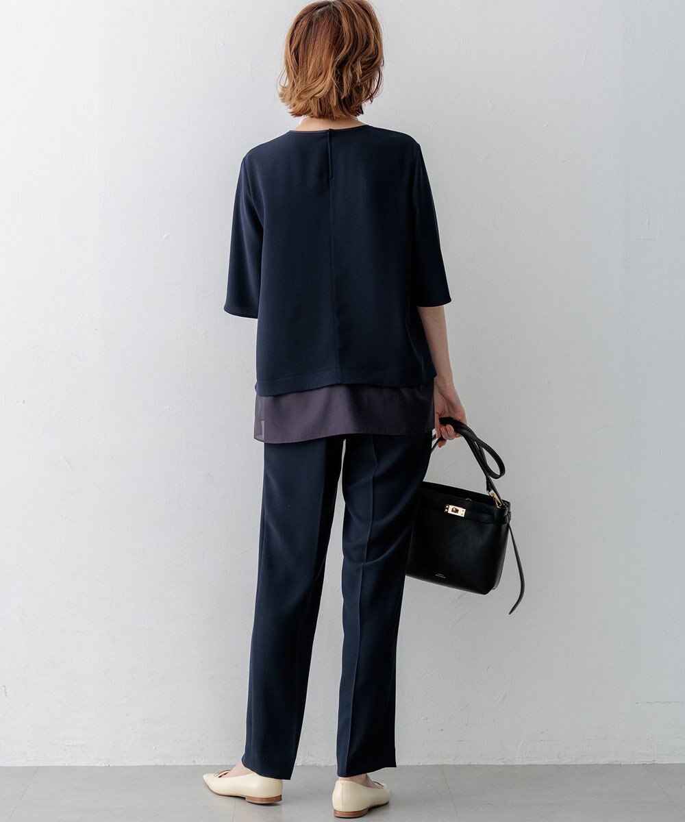 23区 S 【吸水速乾/UVカット/接触冷感】ストレッチジョーゼット シアーコンビ カットソー 