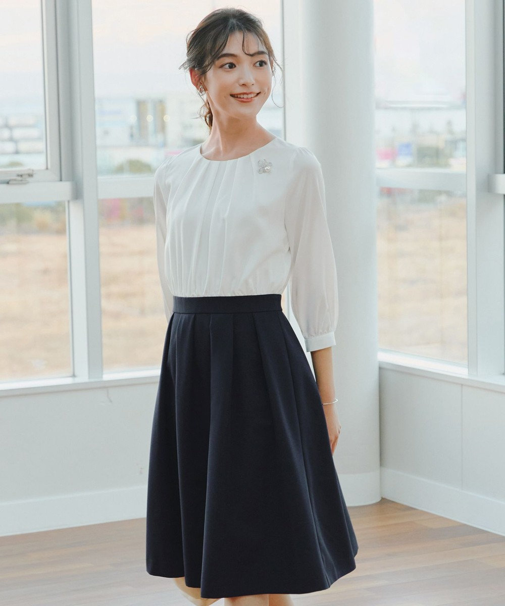 Tiaclasse L 【ダブルクロス】シフォンドッキングワンピース 