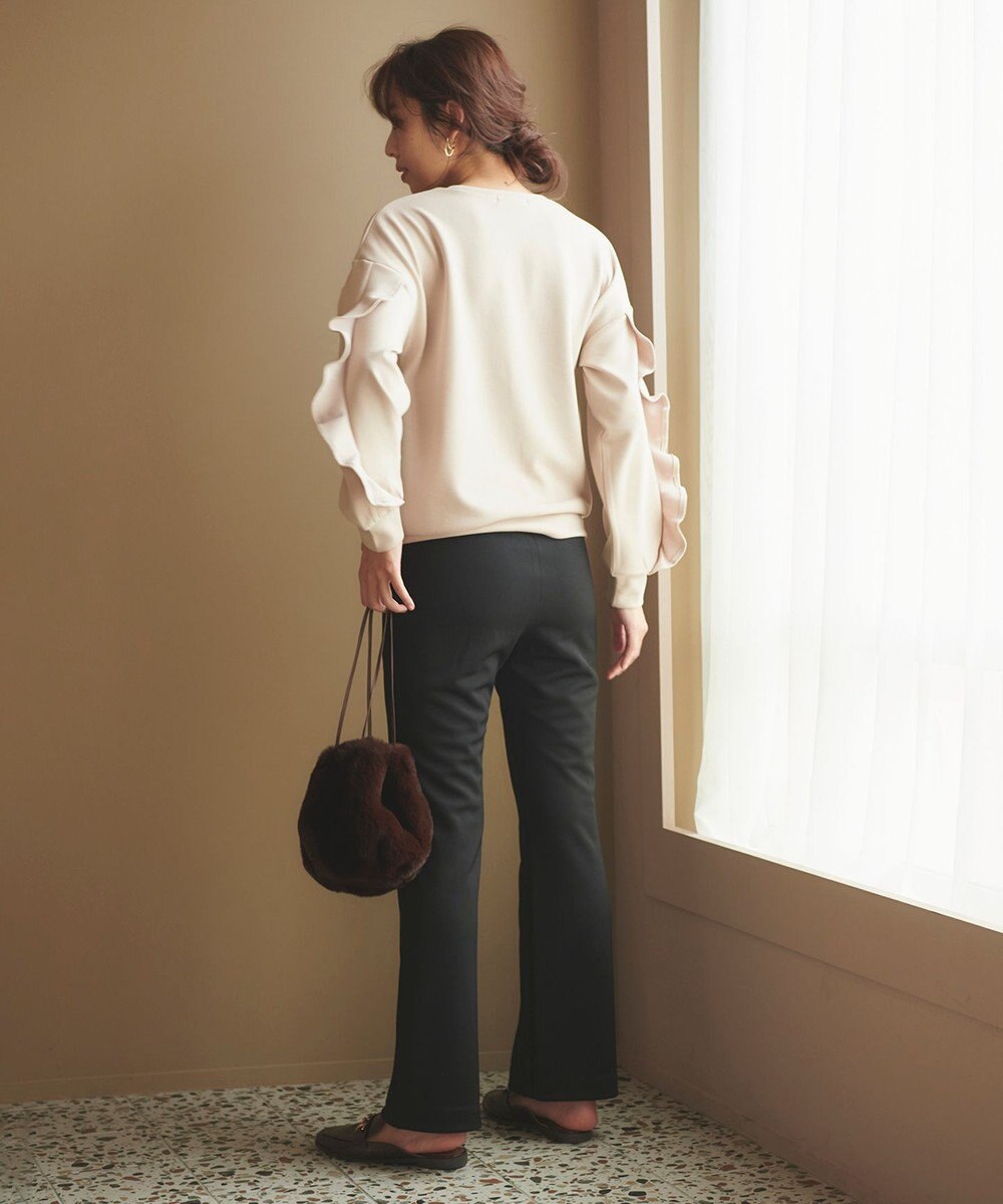 Feroux 【洗える】袖フリルダンボール プルオーバー 