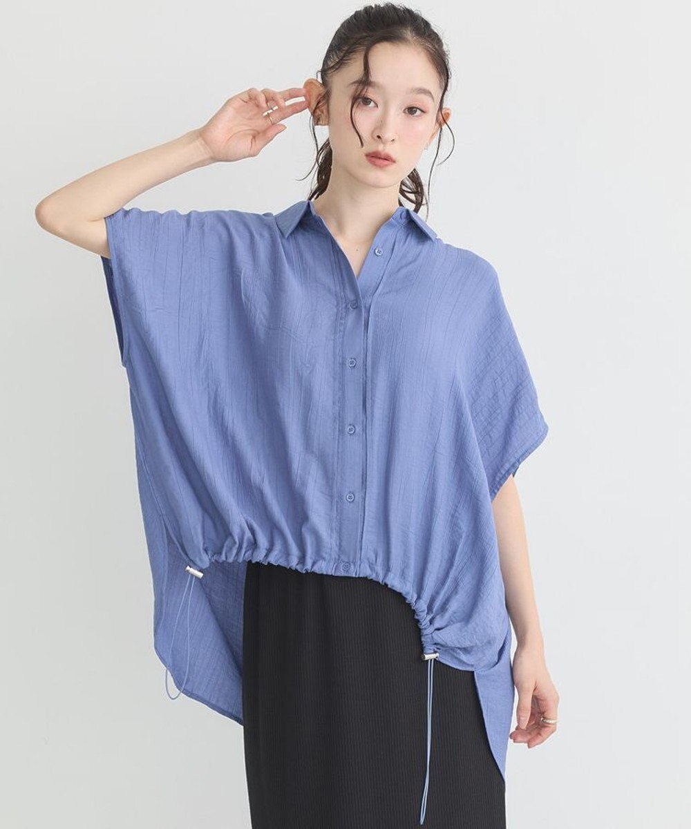 earth music&ecology 【接触冷感】裾ドロストフレンチスリーブシャツ 