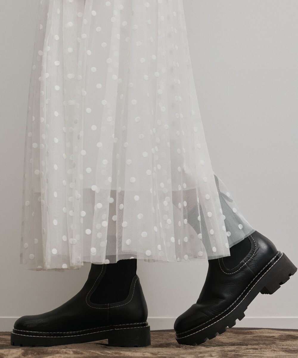 GRACE CONTINENTAL フロッキードットプリーツスカート 