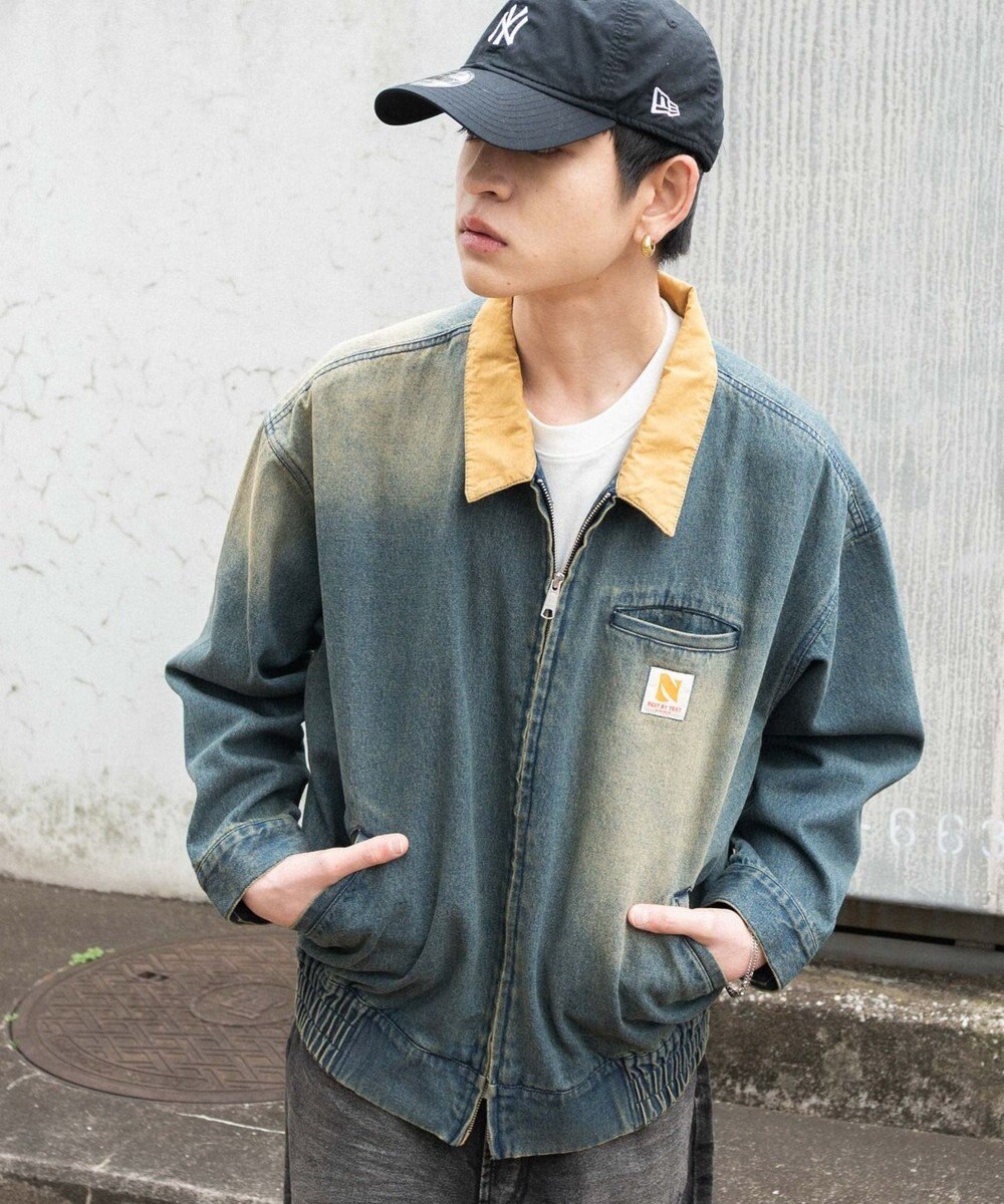 WEGO ワーカーズWジップデニムブルゾン 