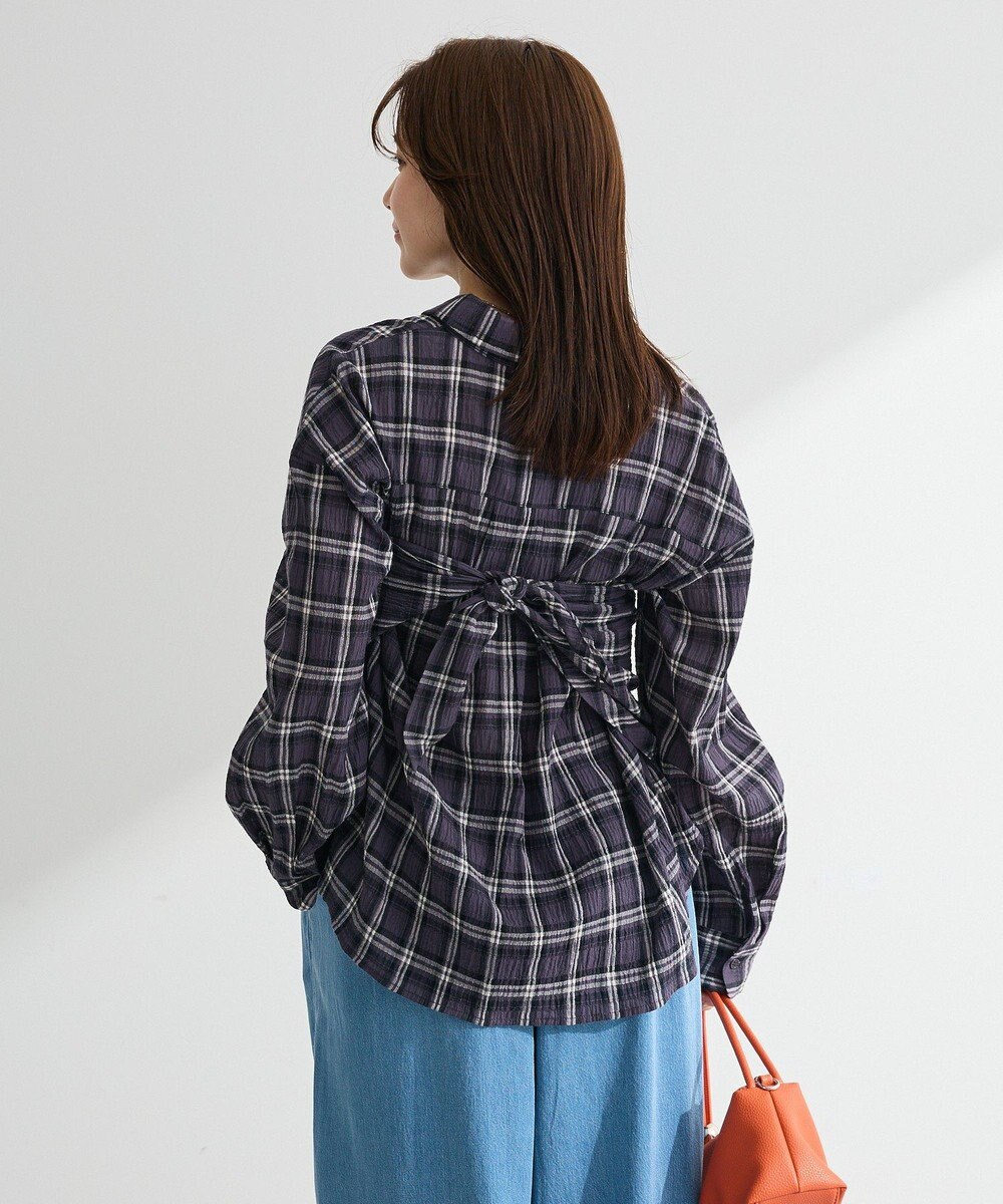 Green Parks スカーフ付チェックシャツ 