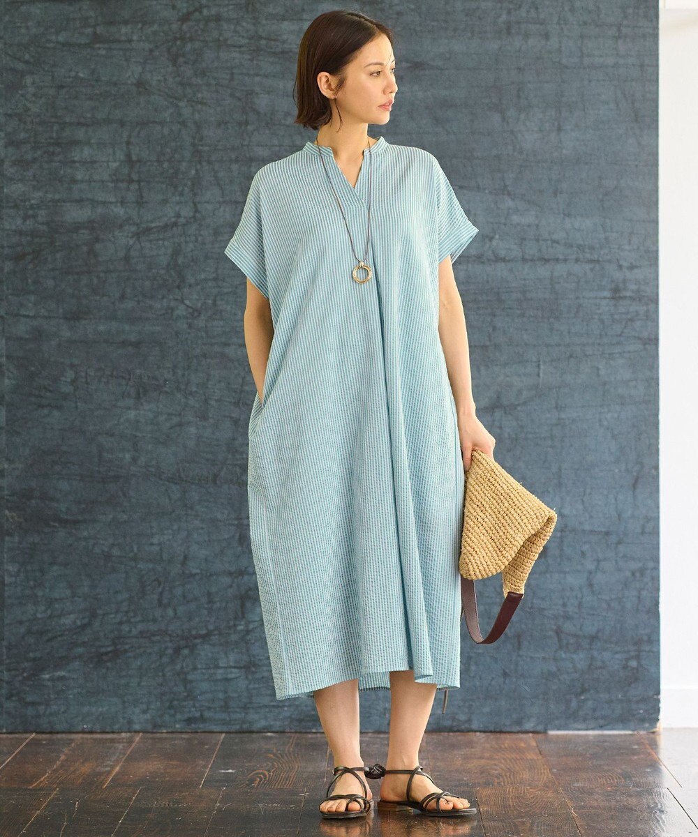 自由区 【WEB限定・洗える・XSサイズあり】シャドウサッカー ワンピース 