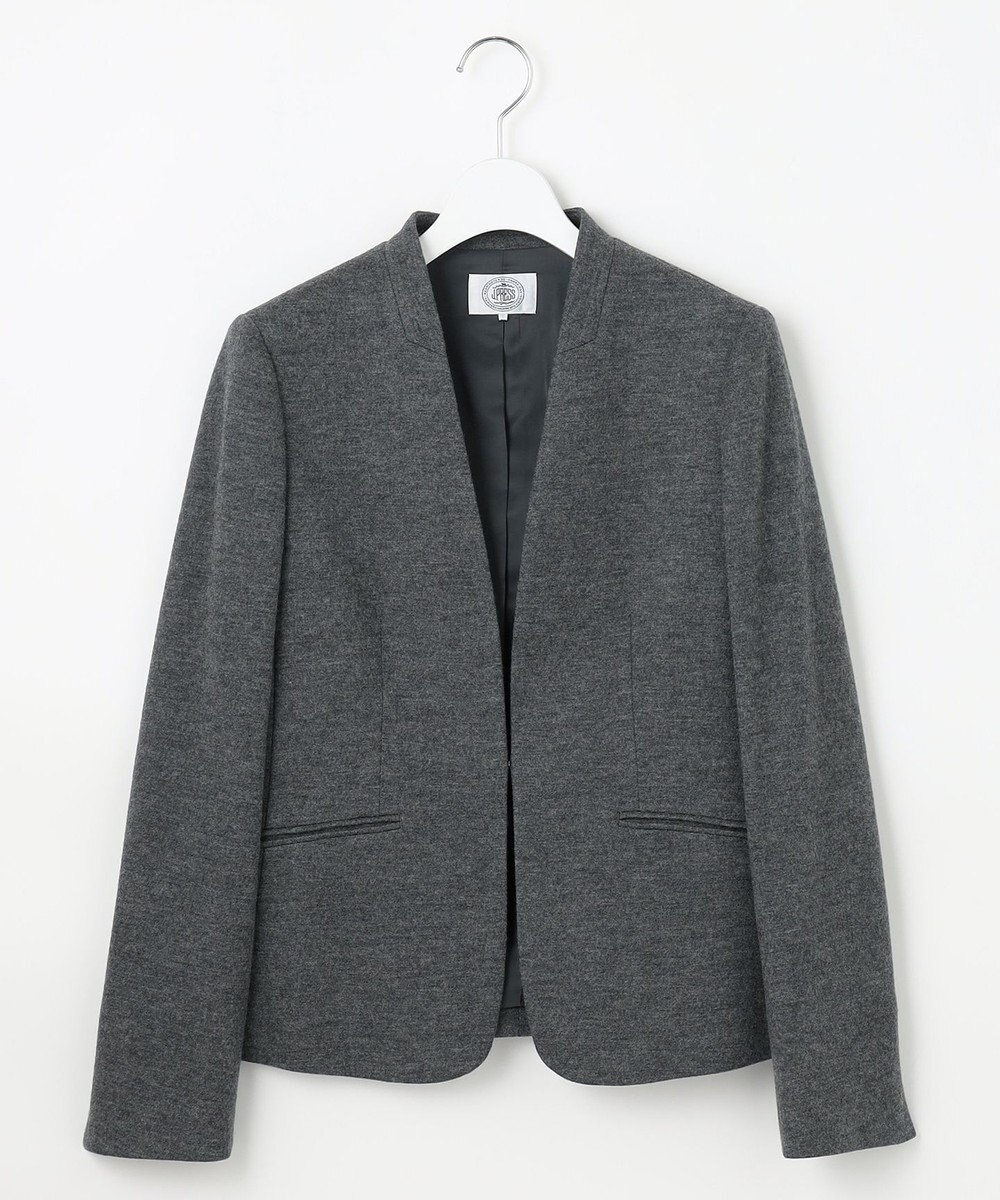 J.PRESS LADIES 【セットアップ対応】ウールスムース ノーカラー ジャケット 