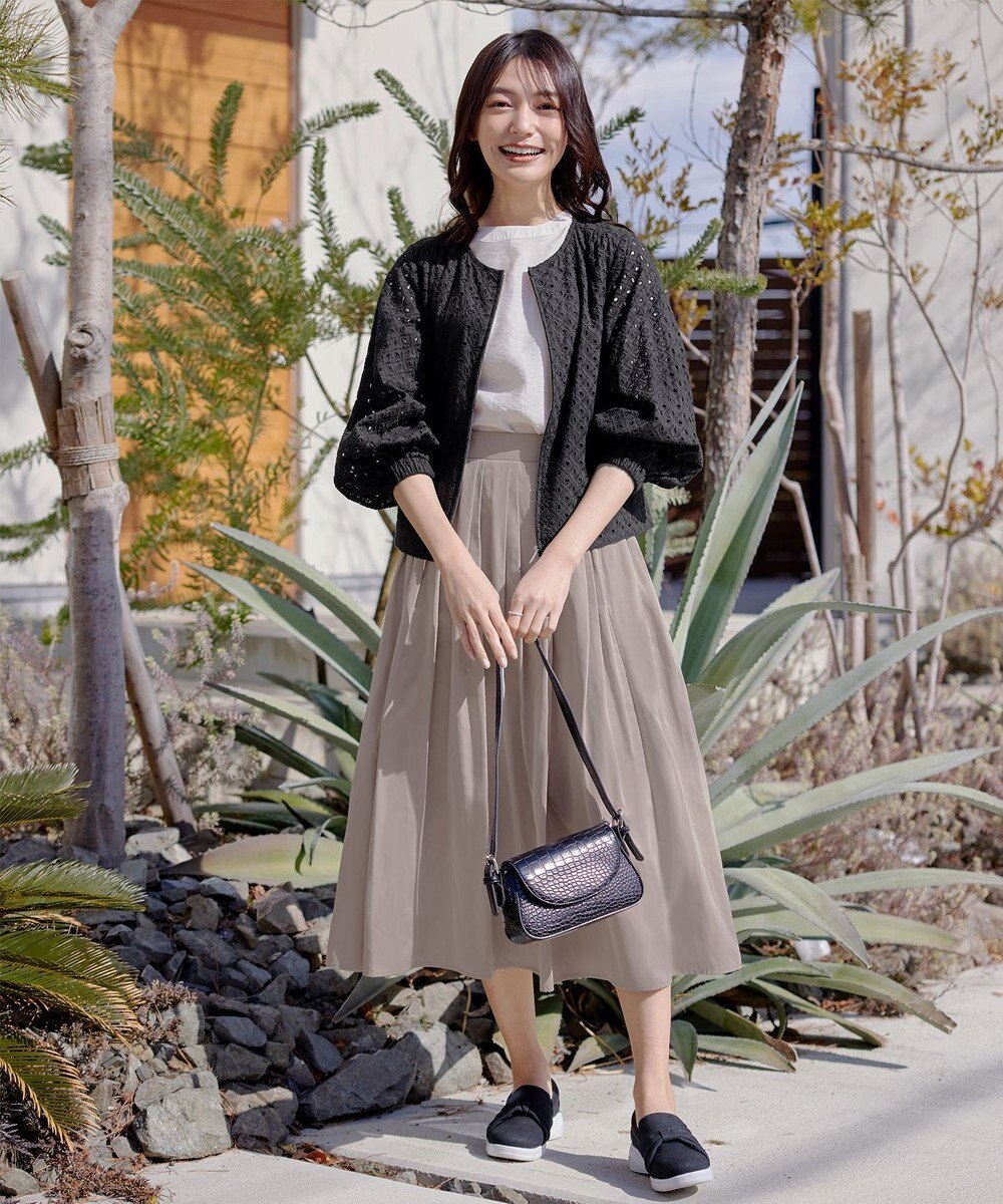 Tiaclasse L 【洗える】パンチングレースブルゾン 