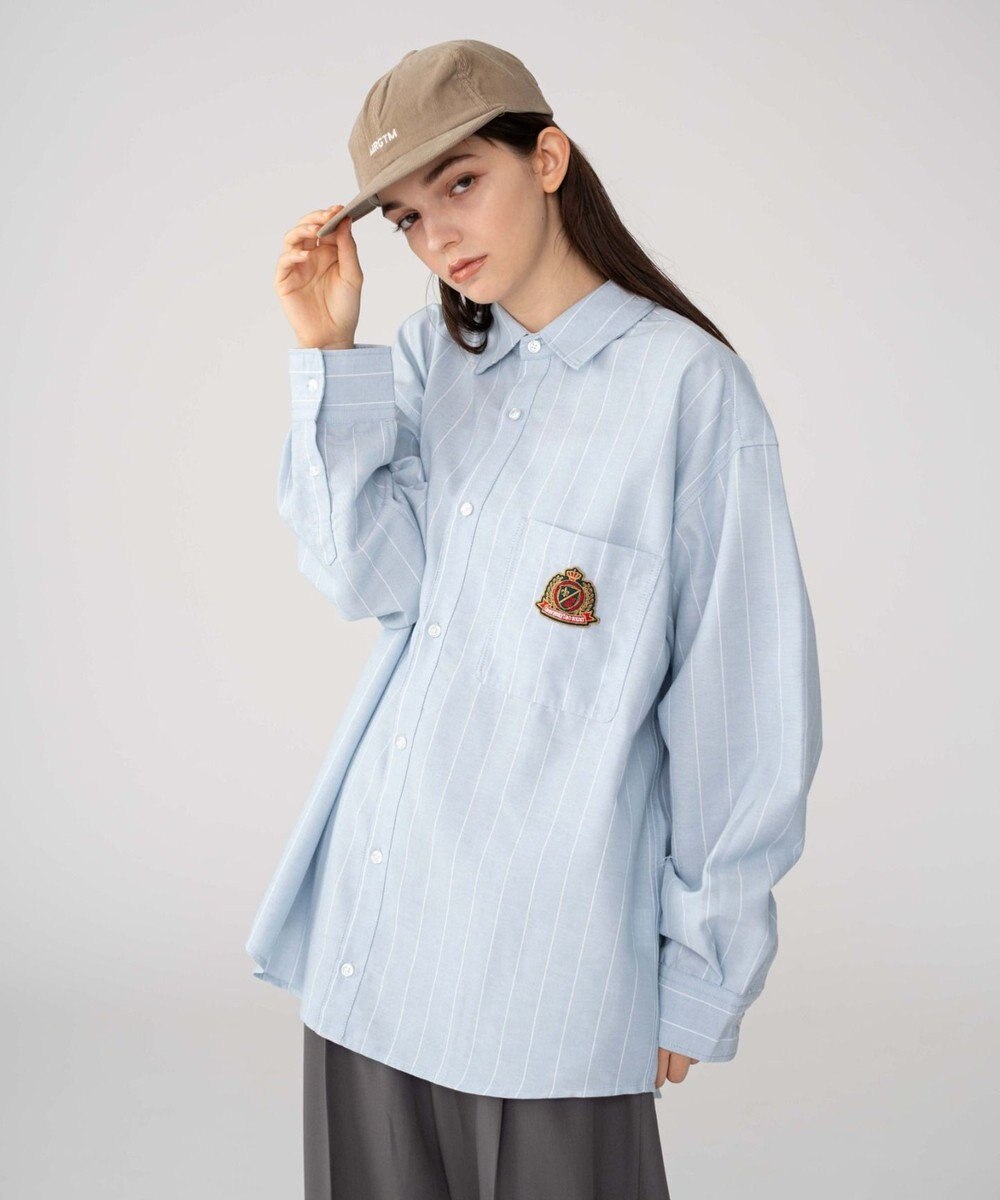 WEGO 【ユニセックス着用ITEM/MLサイズ展開】オックスフォードエンブレムシャツ（LS） 