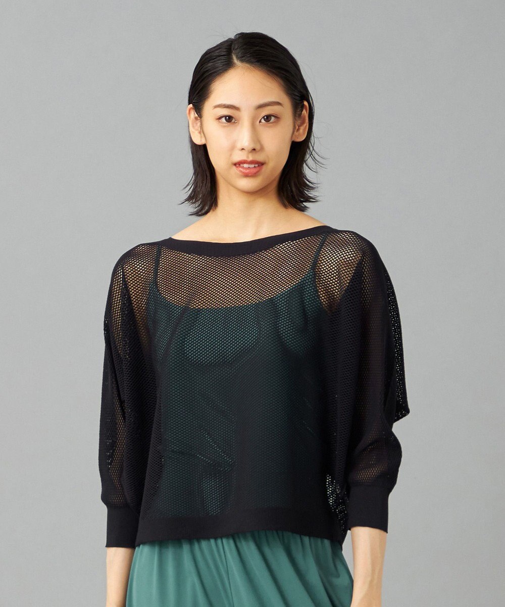 Chacott 【ノーソーイングニット】7分袖メッシュニットTシャツ 