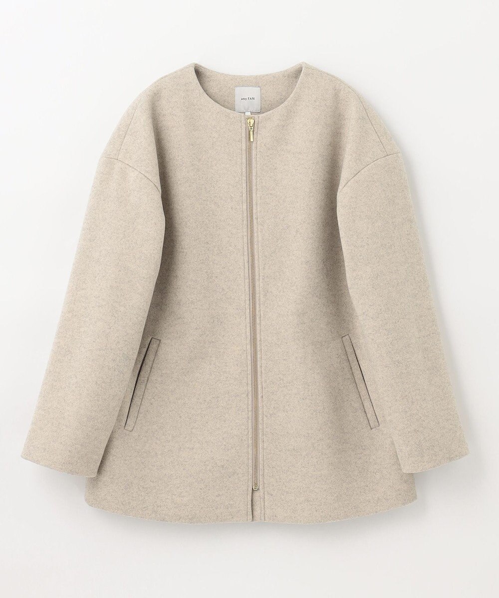 ANY ファイバーウール ノーカラーコート 