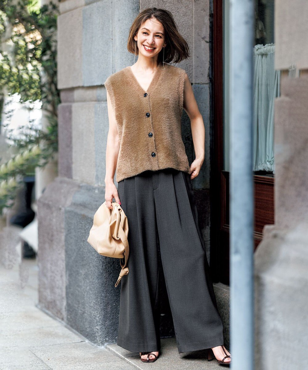 UNFILO マイビューティ タックワイドパンツ 