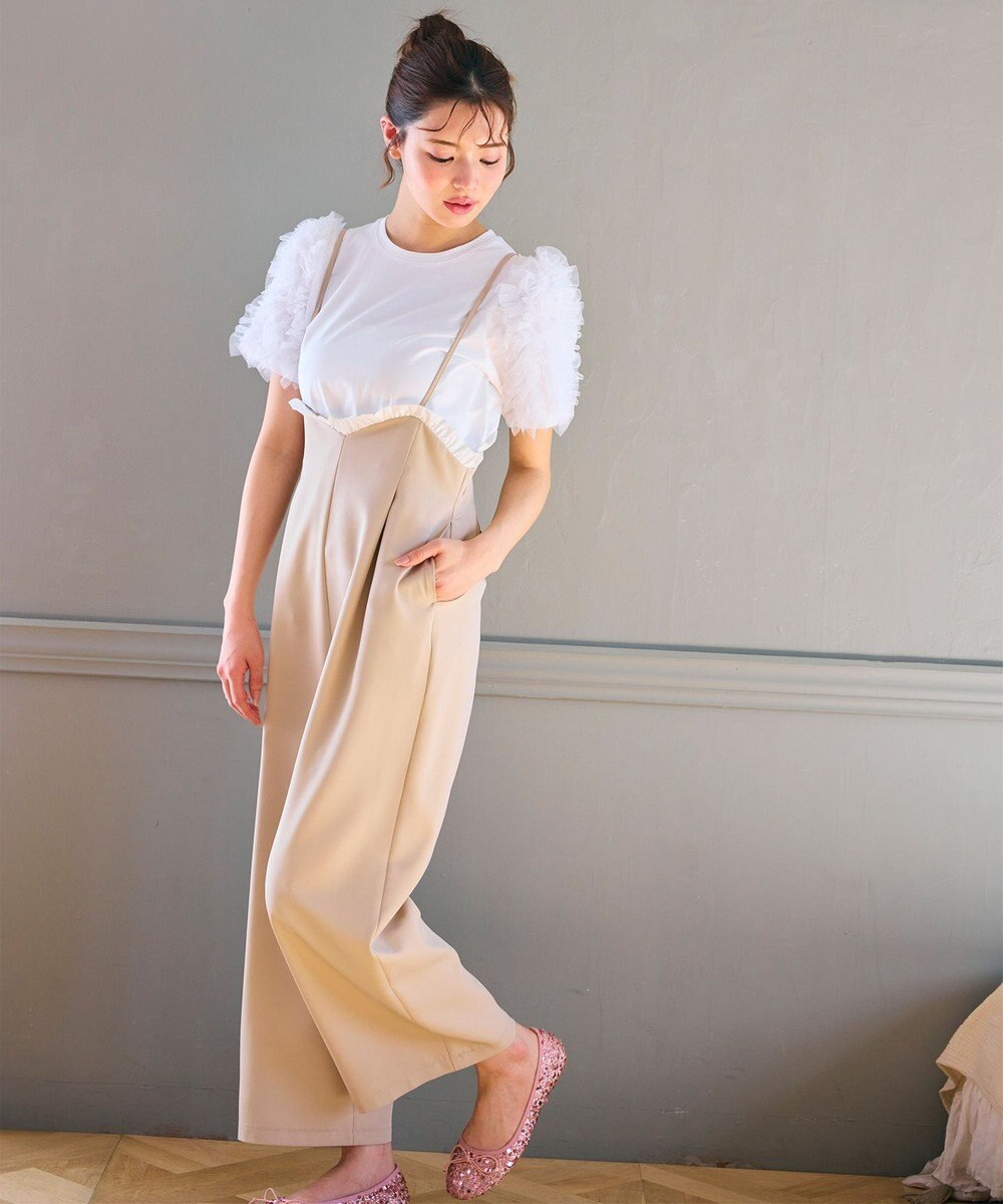 Feroux チュールスリーブ Tシャツ 