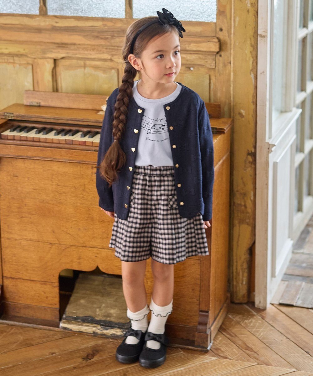 ANY KIDS リボン ジャガード カーディガン 