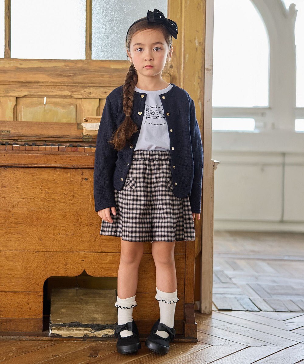 ANY KIDS リボン ジャガード カーディガン 