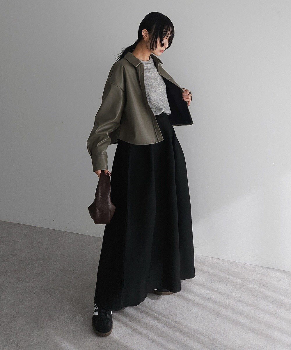 Green Parks ショート丈フェイクレザーシャツ 