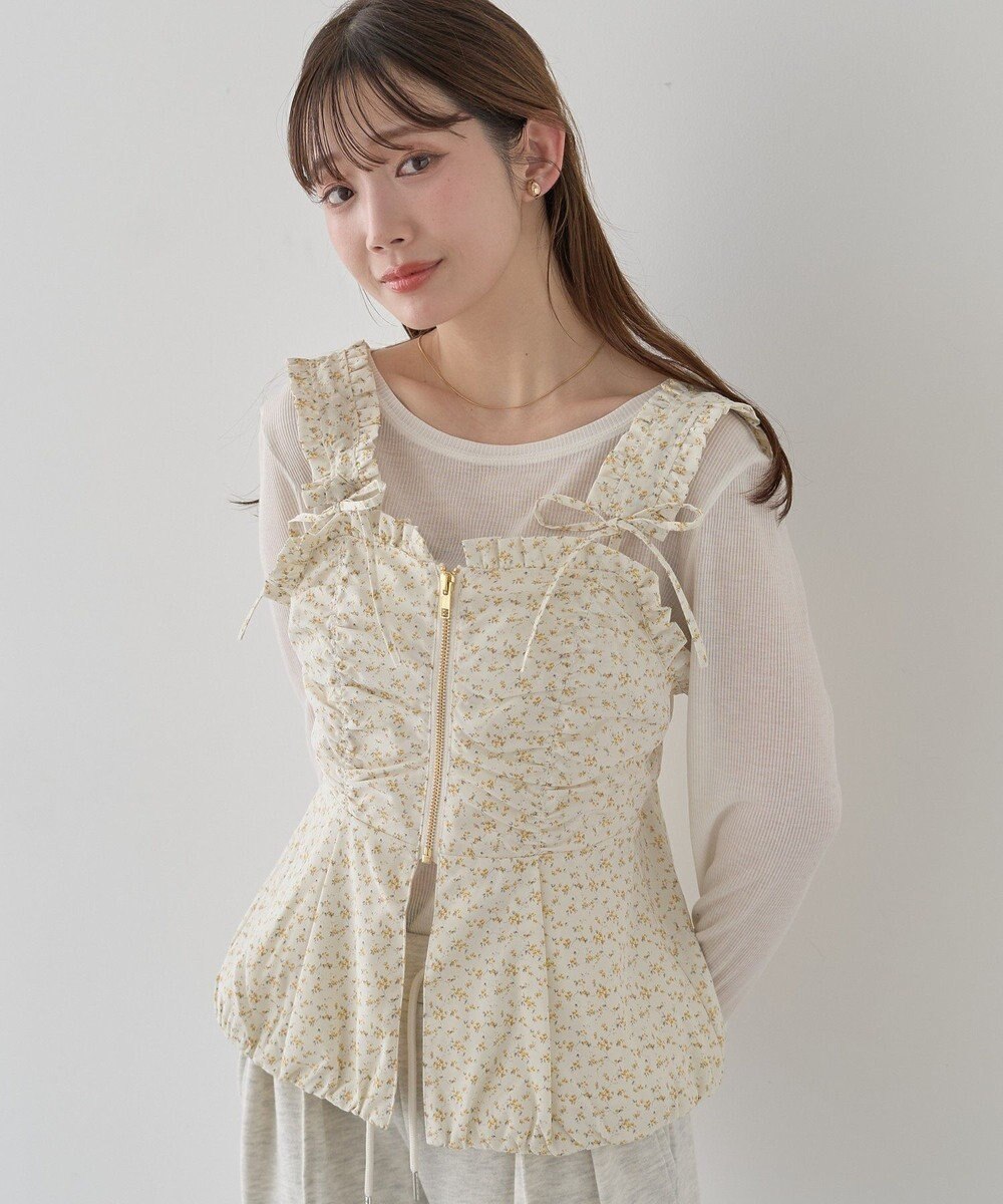 earth music&ecology フラワーペプラムビスチェ 