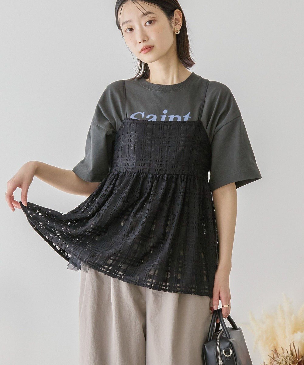 AMERICAN HOLIC チェックレースオーバーキャミソール 