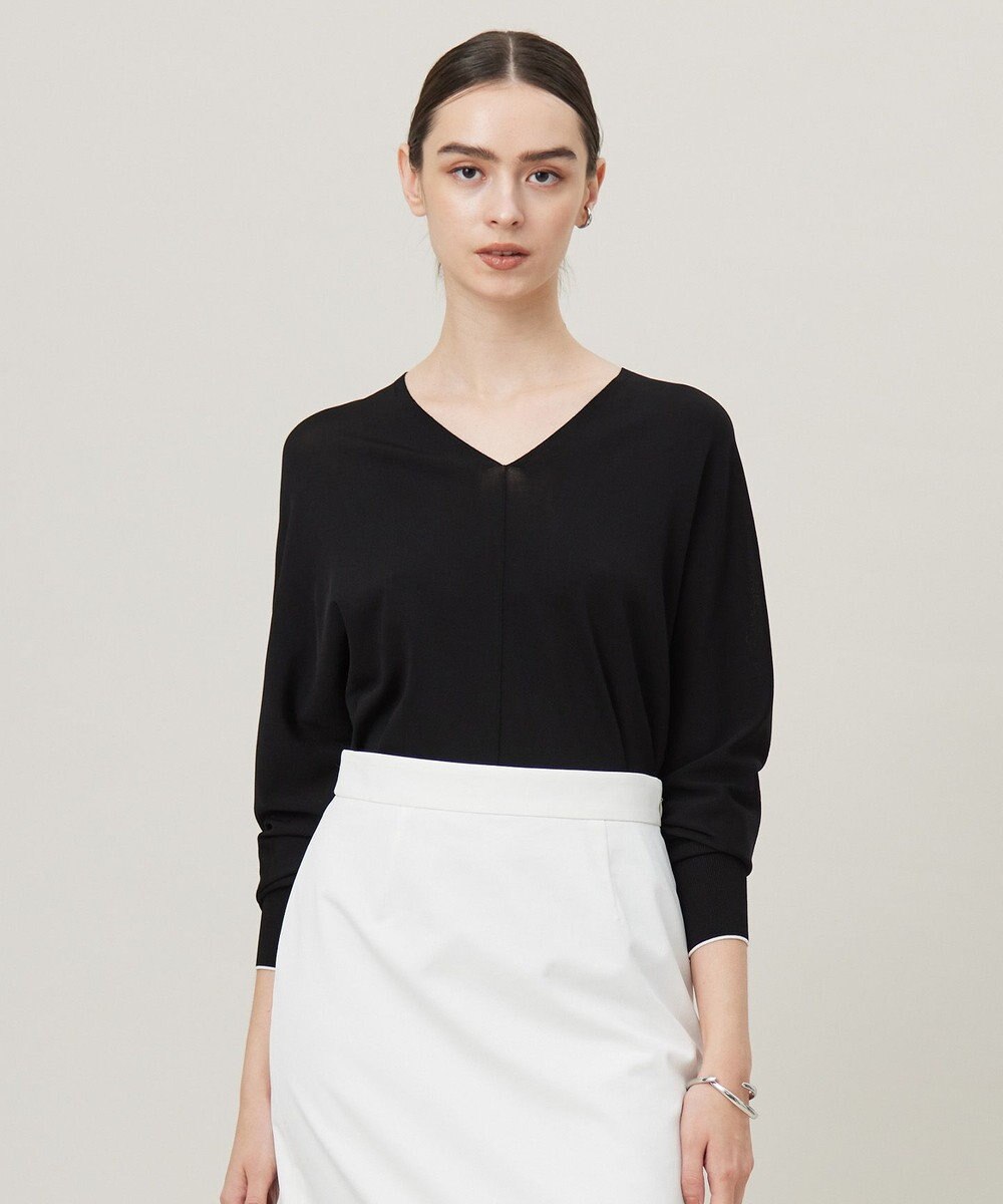 ICB L 【洗える】シンセティックハイゲージ Vネックニット 