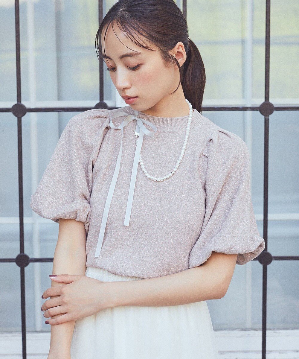 earth music&ecology ラメモールパフスリニットプルオーバー 