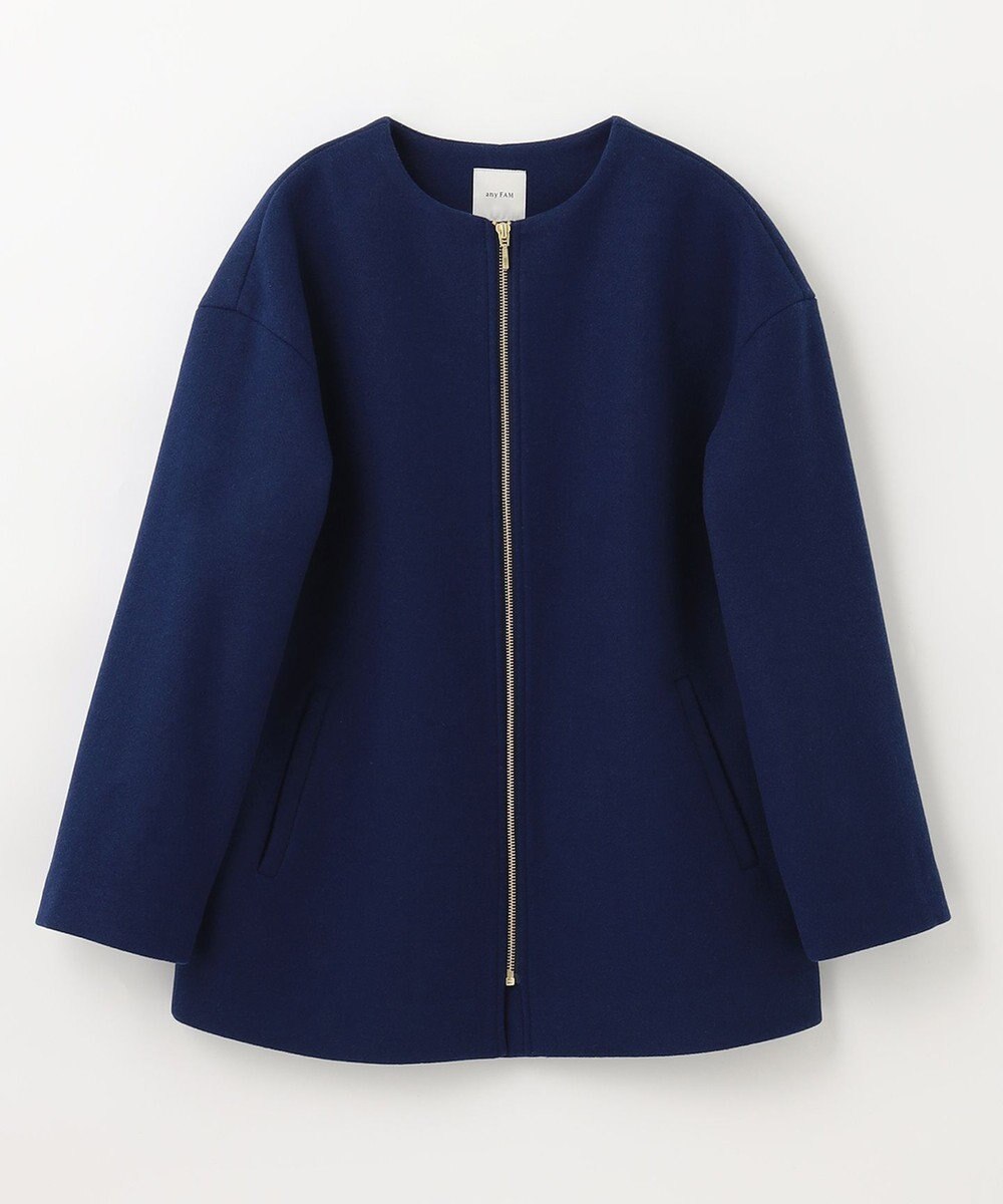 ANY ファイバーウール ノーカラーコート 