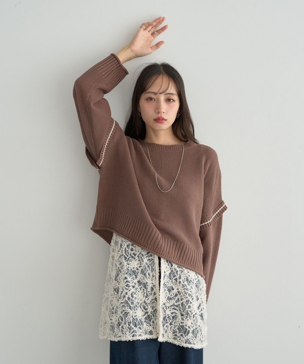 earth music&ecology 【洗濯機洗い可 / 選べる丈】アンチピリングC/A選べる丈配色ニット 