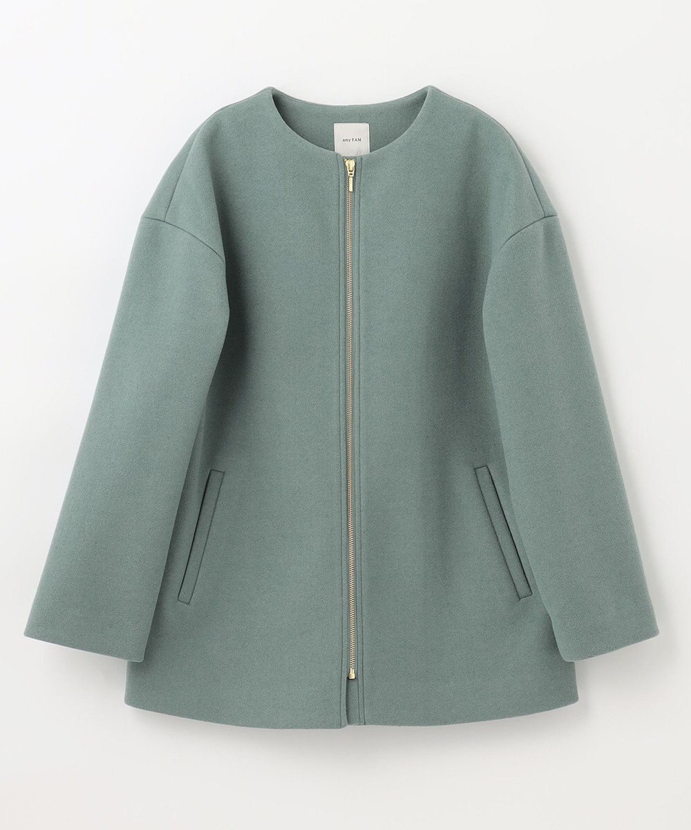 ANY ファイバーウール ノーカラーコート 