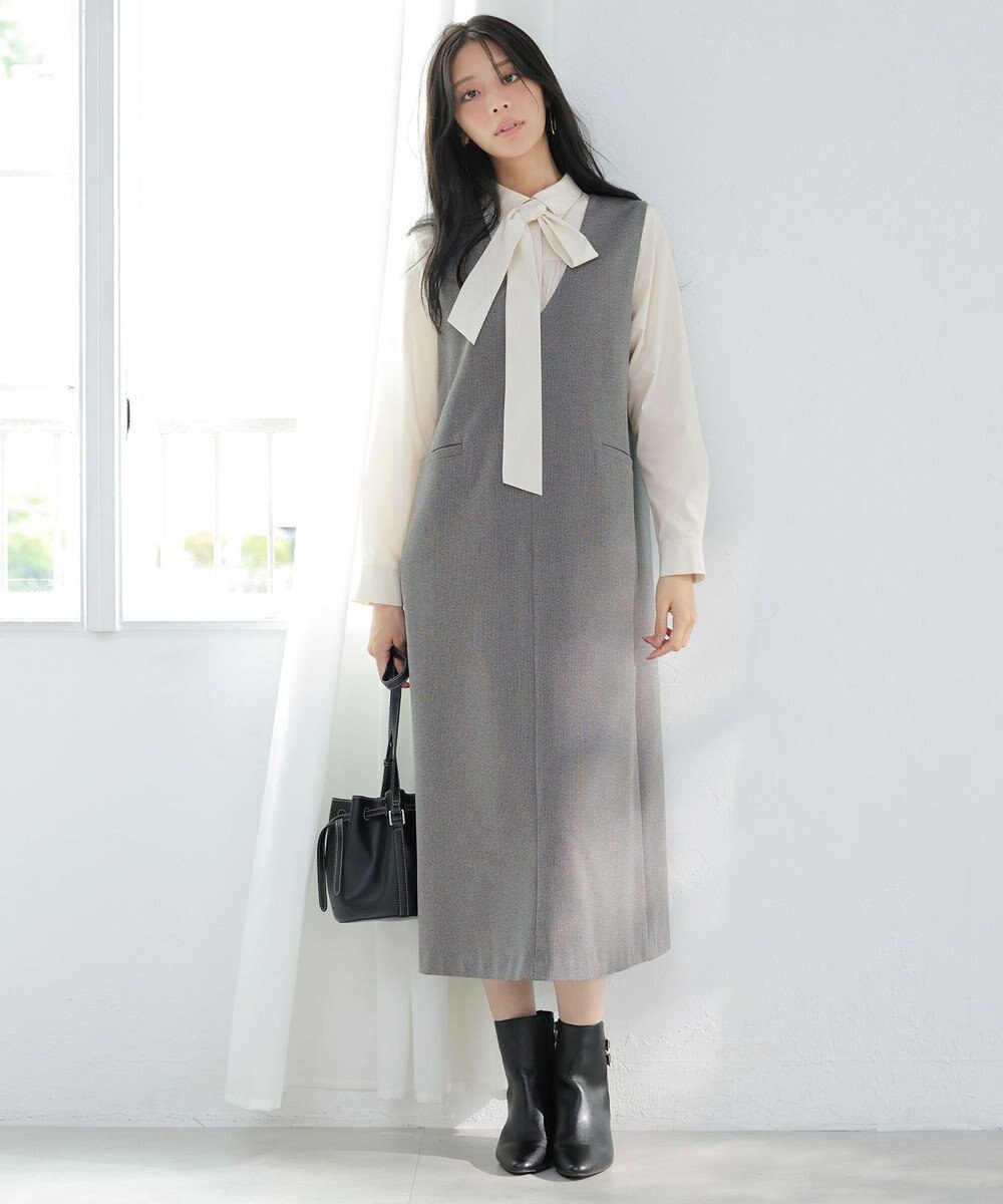 ANY SIS L ボウタイ付きビジュー シャツ 