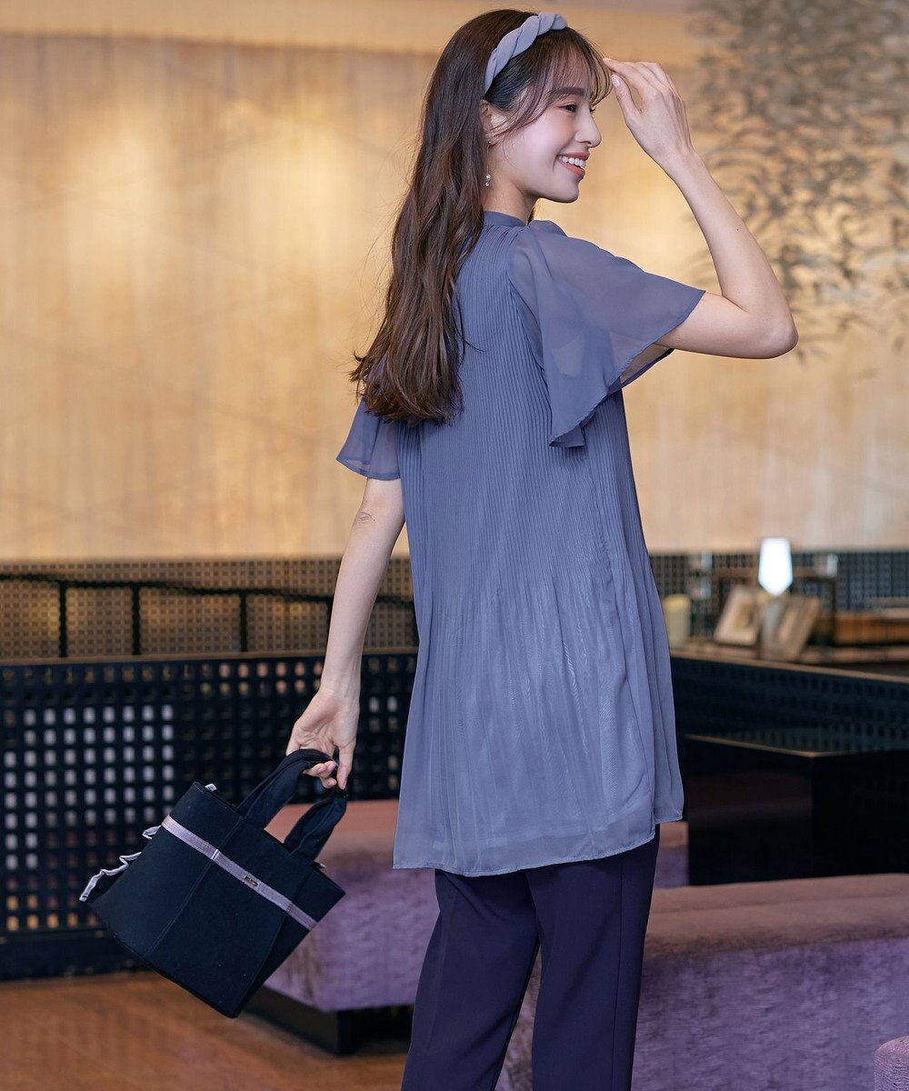 Tiaclasse 【洗える】マジョリカプリーツシフォンチュニックブラウス 