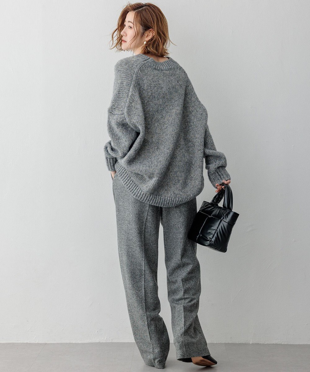 23区 シルクネップヘリンボーン ワイドパンツ 