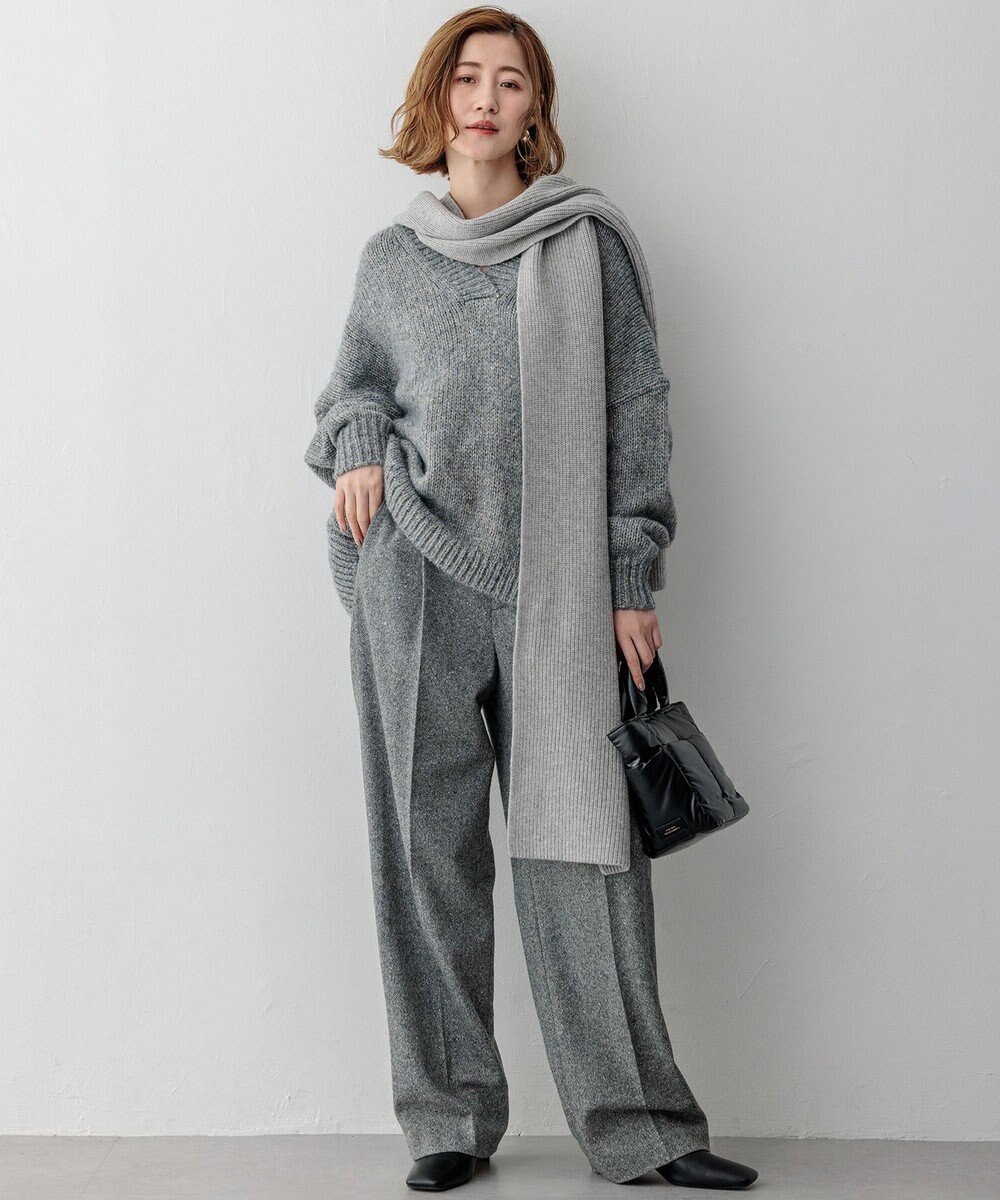 23区 シルクネップヘリンボーン ワイドパンツ 