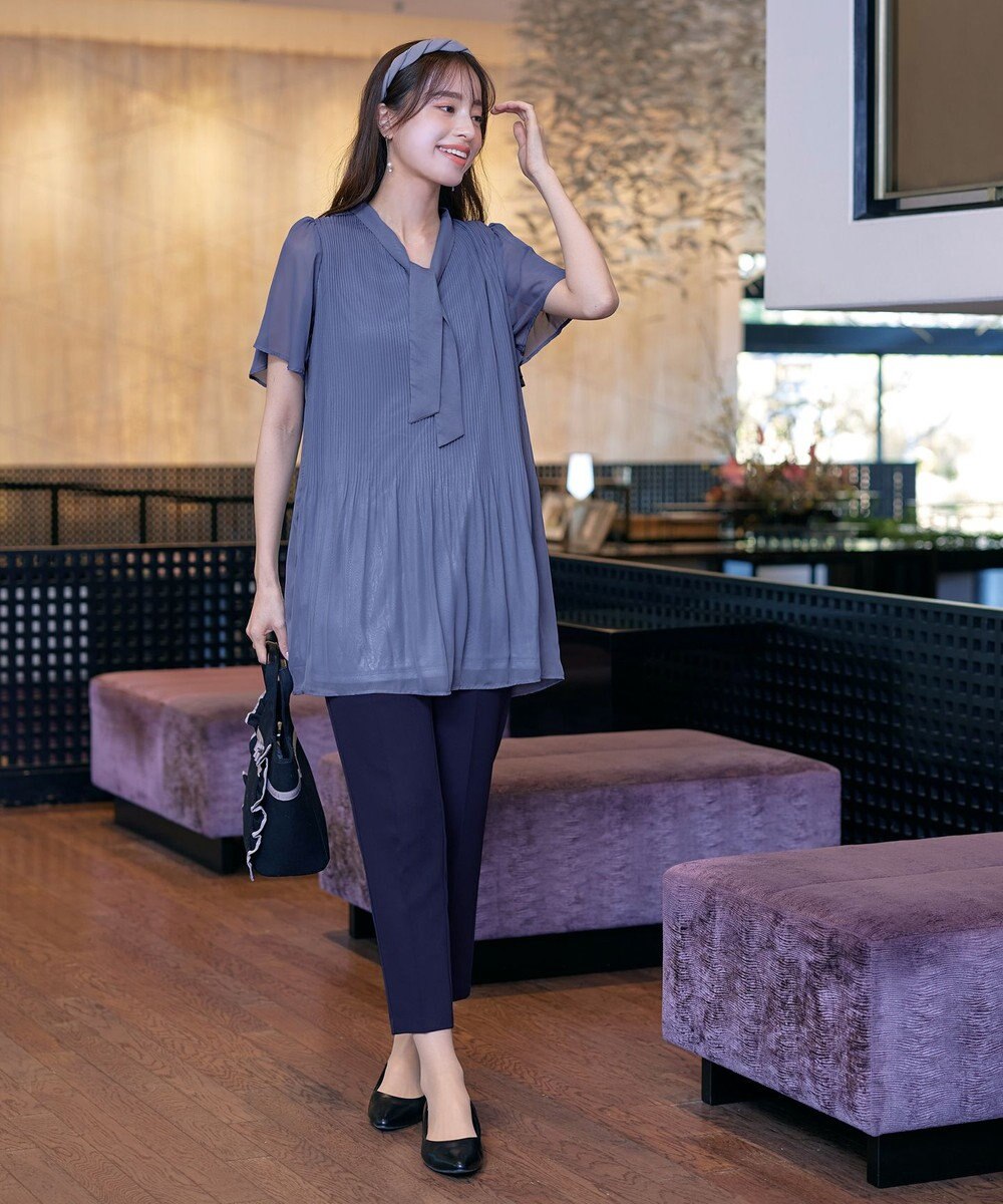 Tiaclasse 【洗える】マジョリカプリーツシフォンチュニックブラウス 