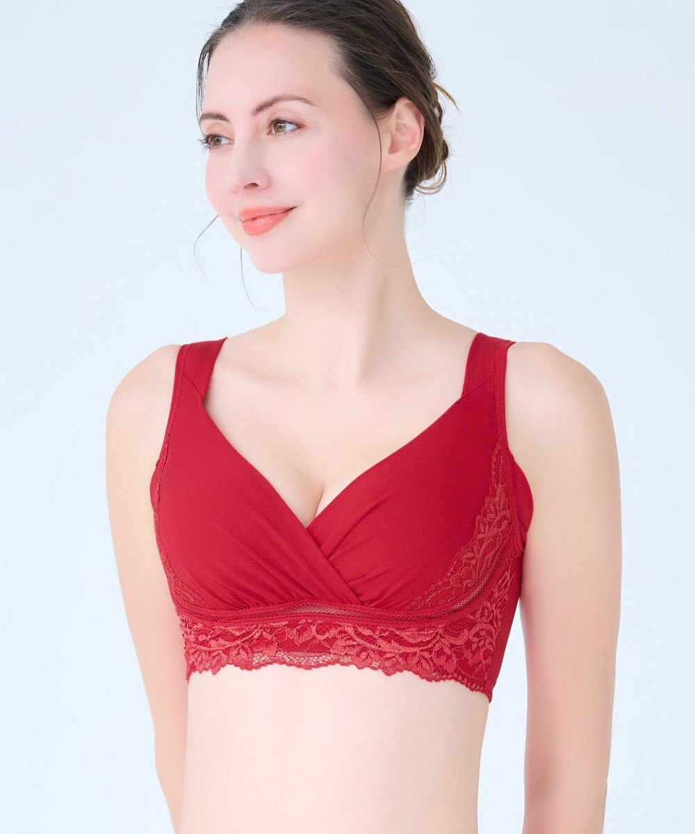 BRADELIS New York 【BRADELIS NewYork peace】綿混キャッチャーカップレースブラ25  ノンワイヤー 補正下着 補整 谷間メイク 