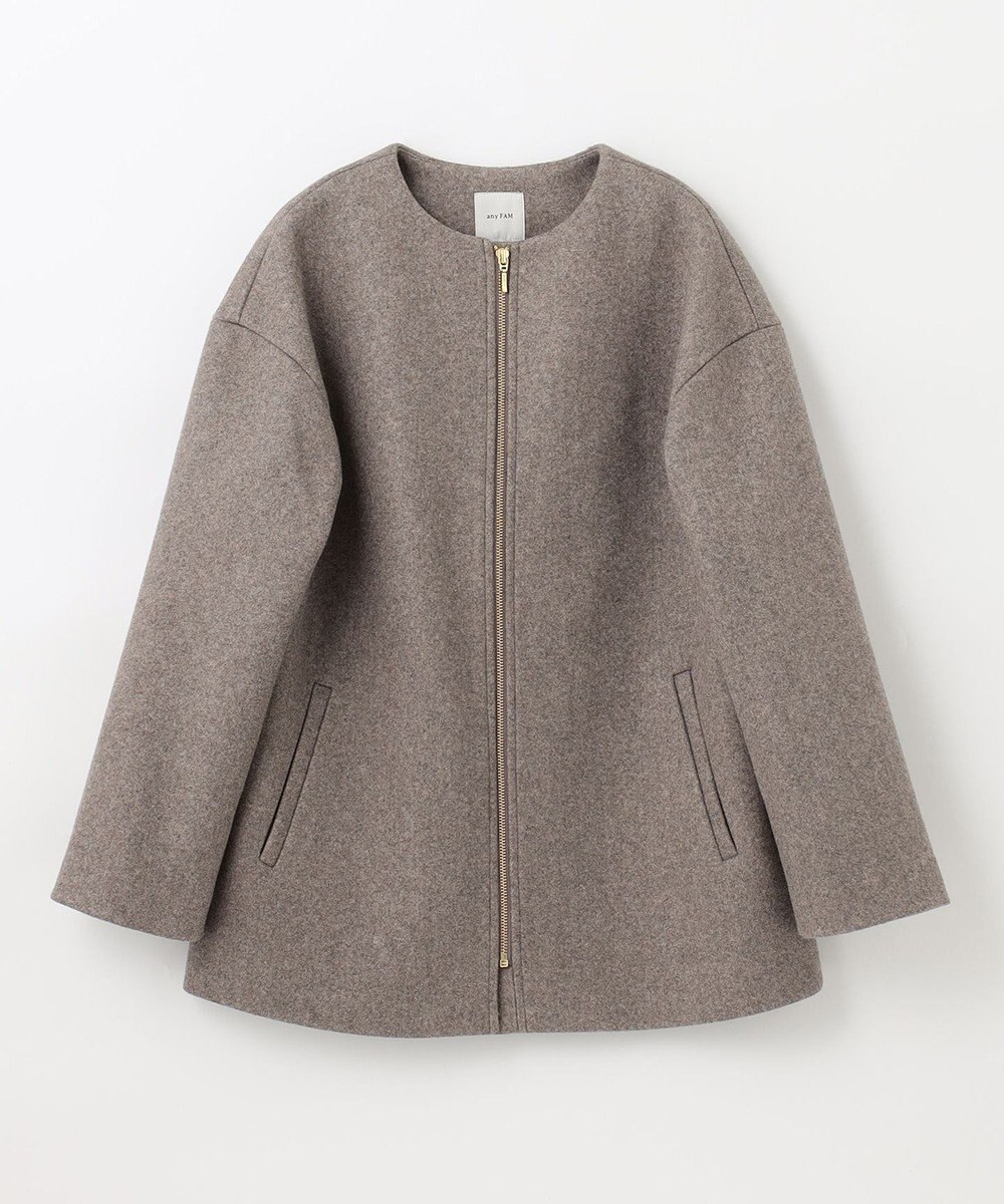 ANY ファイバーウール ノーカラーコート 