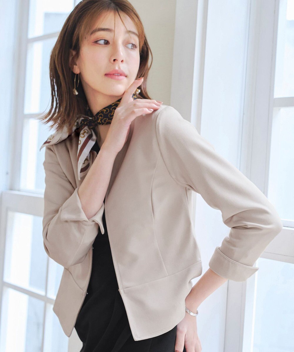 Tiaclasse 【新色追加・洗える】ノーカラーカットソージャケット 