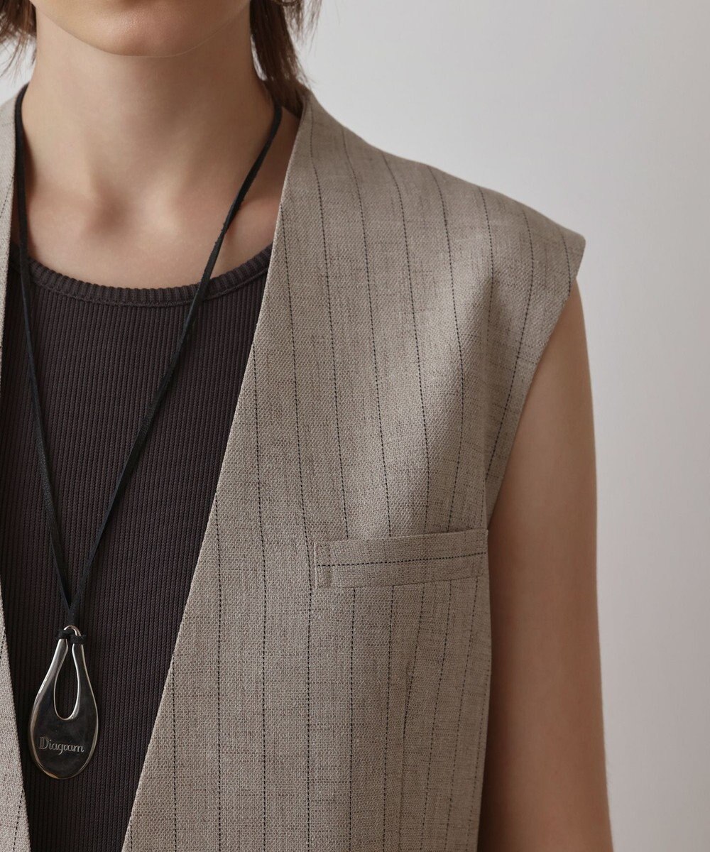 GRACE CONTINENTAL ストライプノーカラージレ 