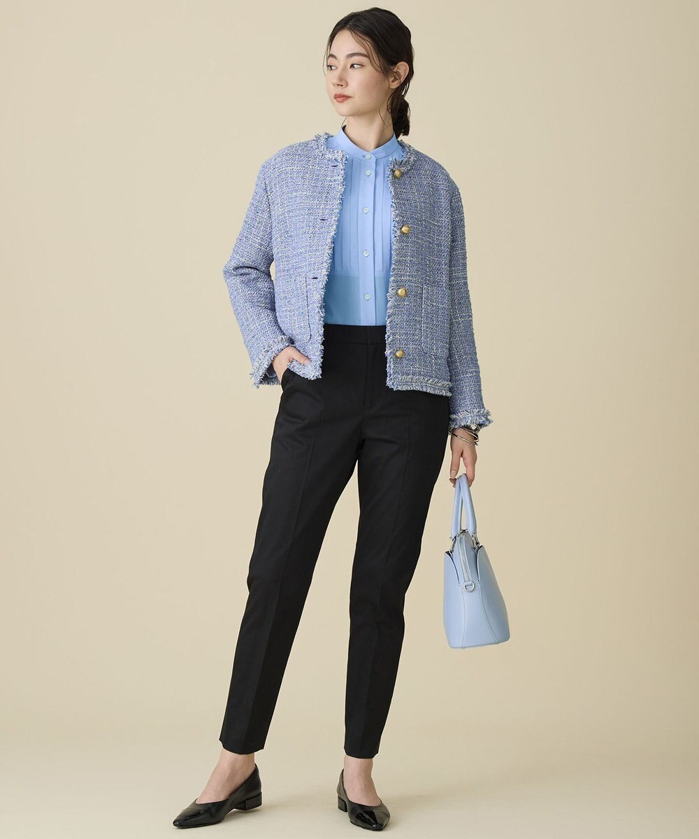 自由区 【オンオフ使える・セレモニー】ファンシーノットツイードノーカラー ジャケット 