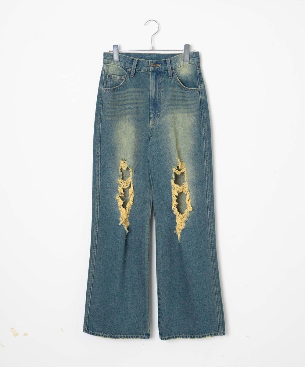 WEGO ヴィンテージウォッシュダメージデニムパンツ 