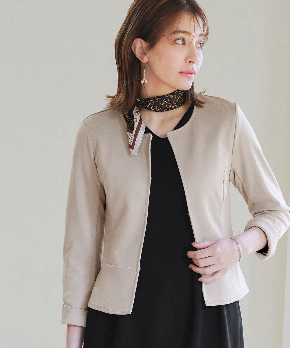 Tiaclasse 【新色追加・洗える】ノーカラーカットソージャケット 