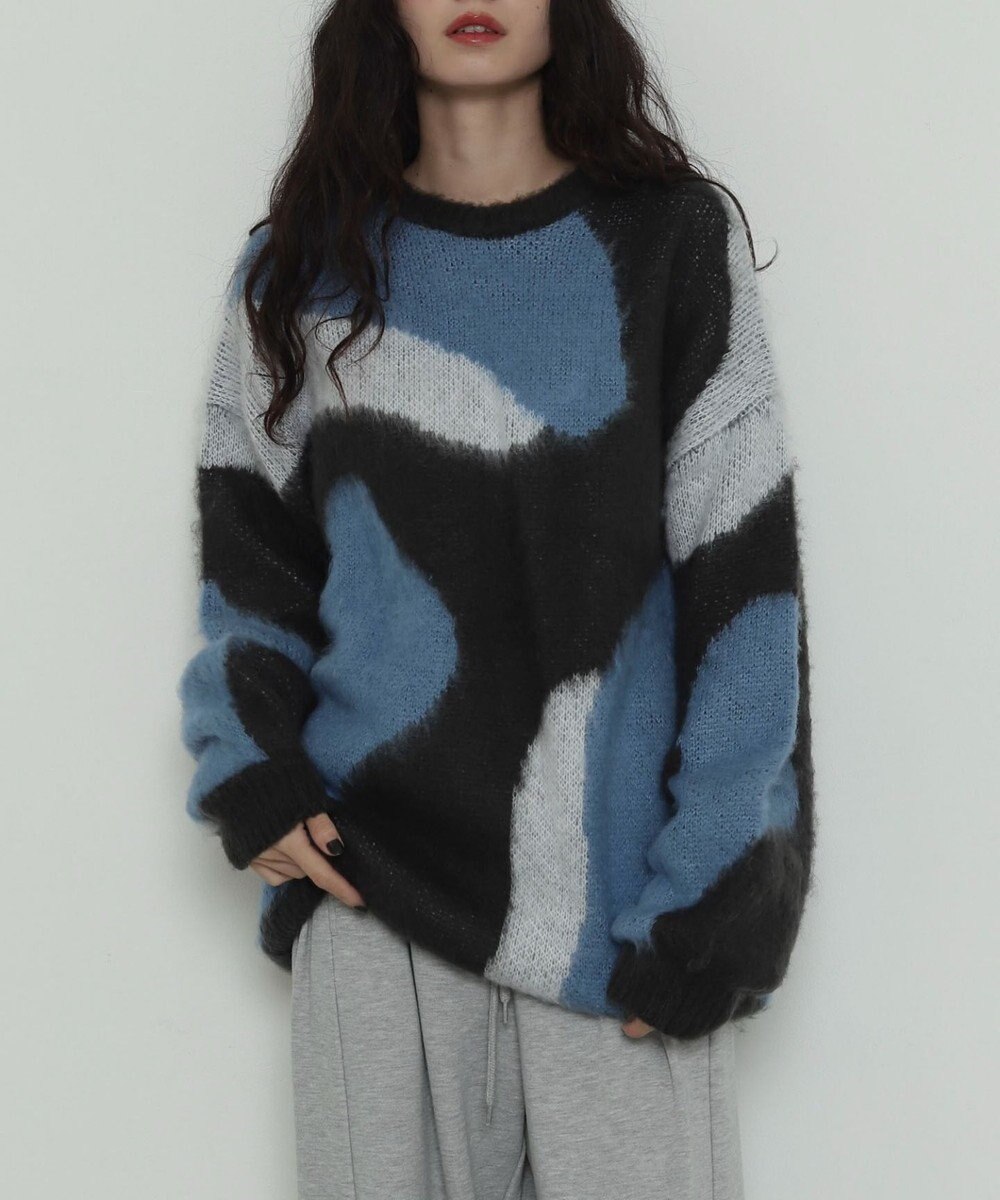 WEGO 【2025年秋冬新作】シャギーパターンニットBIGプルオーバー 