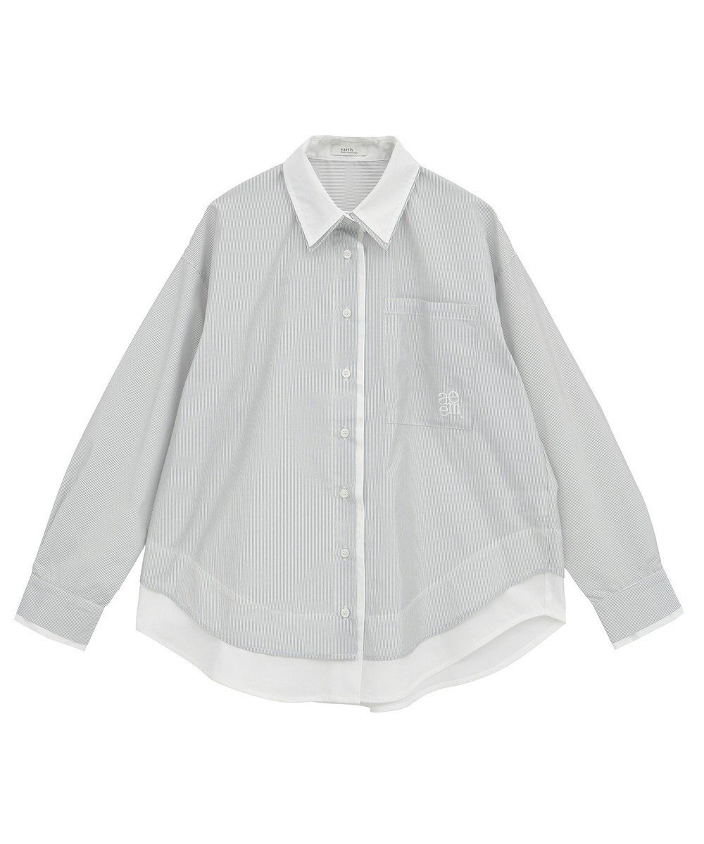 earth music&ecology レイヤードストライプシャツ 